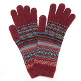 POM Finola Burgundy Fair Isle Knit Gloves
