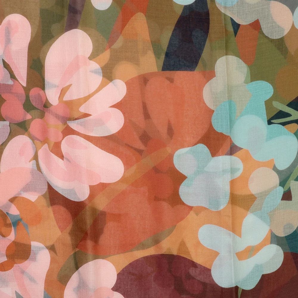 POM Florence Rust & Khaki Botanical Print Scarf