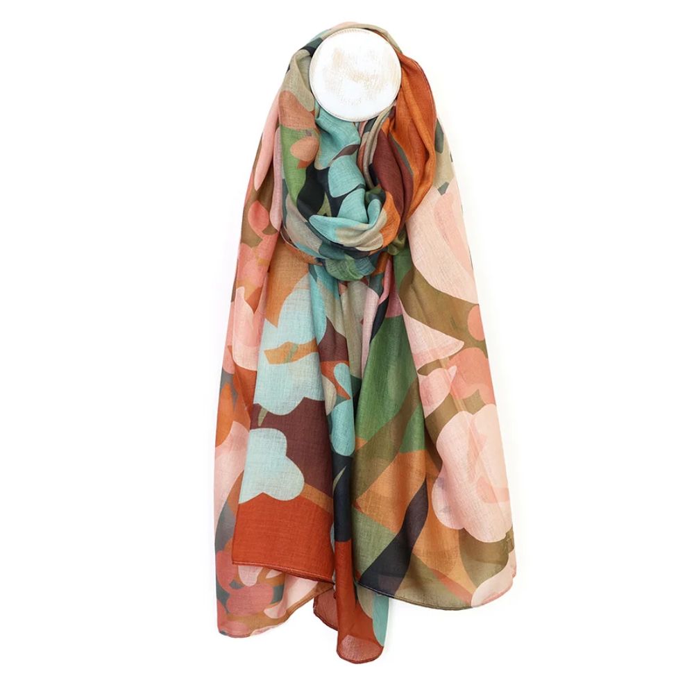 POM Florence Rust & Khaki Botanical Print Scarf
