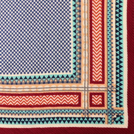 POM Geo Square Wine/Navy/Aqua Mix Crinkle Scarf (Choice of 2)