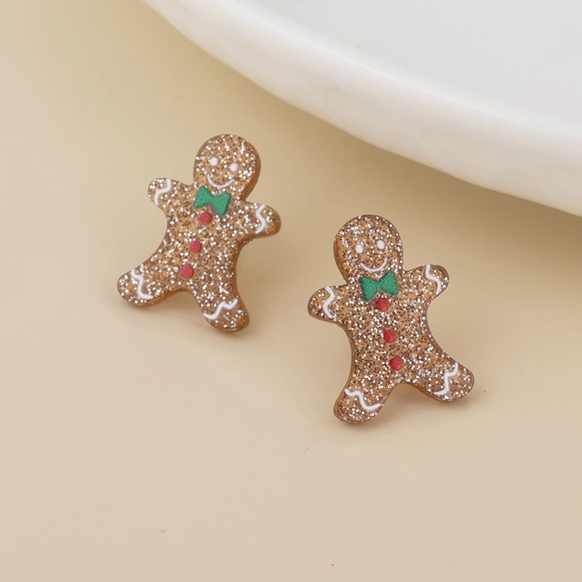 POM Ginger Gingerbread Man Stud Earrings