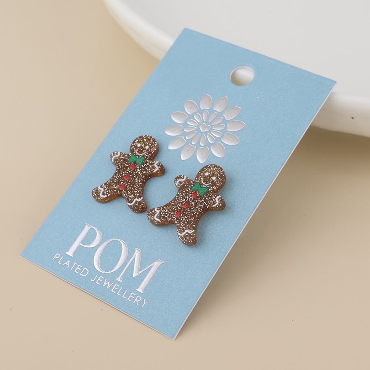 POM Ginger Gingerbread Man Stud Earrings