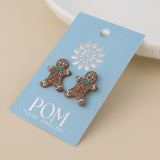 POM Ginger Gingerbread Man Stud Earrings