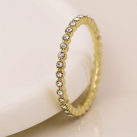 POM Gold Plated Crystal Band Ring (Medium-Large) - Old Railway Line Garden Centre