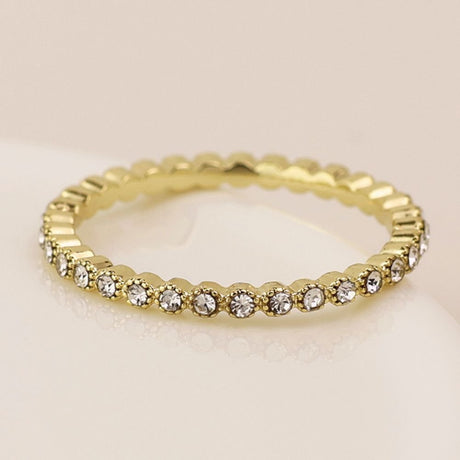 POM Gold Plated Crystal Band Ring (Small-Medium) - Old Railway Line Garden Centre