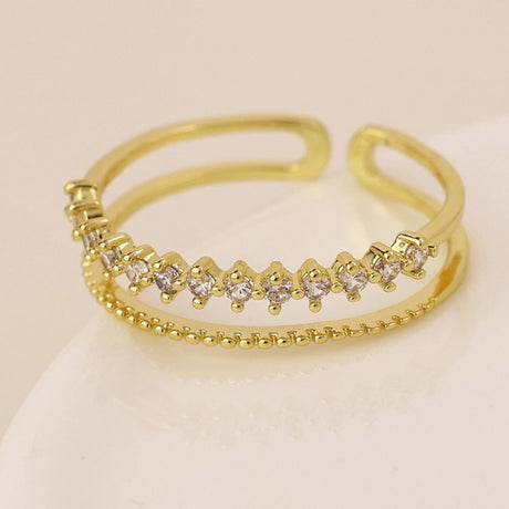 POM Gold Plated Crystals & Dotty Double Layer Ring (Small-Medium) - Old Railway Line Garden Centre