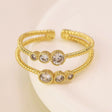 POM Gold Plated Double Strand Crystal Ring (Medium-Large) - Old Railway Line Garden Centre