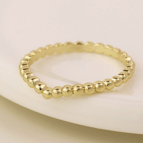 POM Gold Plated Fine Bead 'V' Ring (Small-Medium) - Old Railway Line Garden Centre