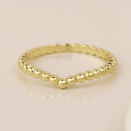 POM Gold Plated Fine Bead 'V' Ring (Small-Medium) - Old Railway Line Garden Centre
