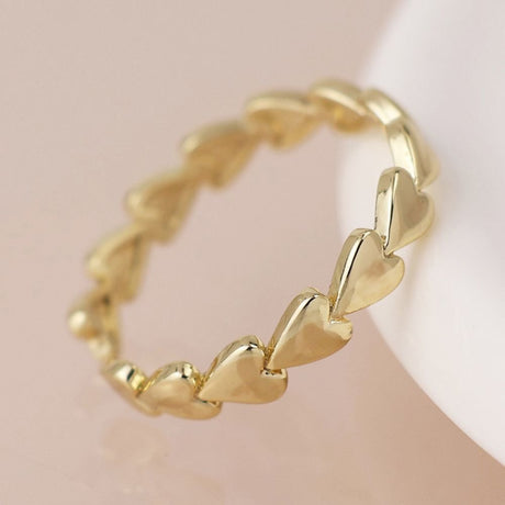 POM Gold Plated Heart Band Ring (Medium-Large) - Old Railway Line Garden Centre