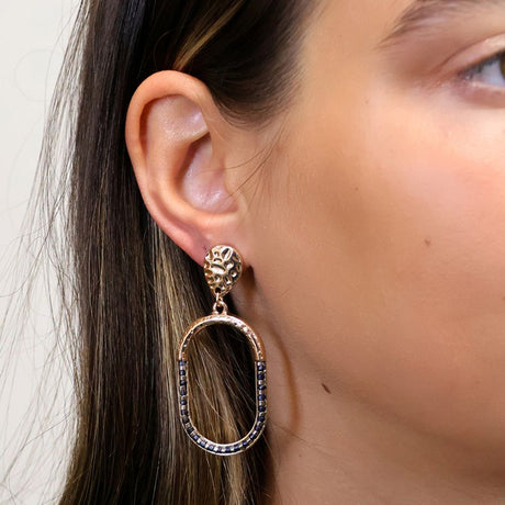 POM Golden And Black Bead Mix Stadium Earrings - Old Railway Line Garden Centre