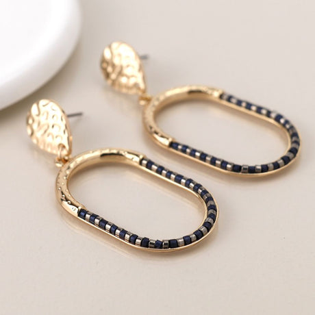 POM Golden And Black Bead Mix Stadium Earrings - Old Railway Line Garden Centre