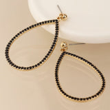 POM Golden And Black Crystal Large Teardrop Earrings - Old Railway Line Garden Centre