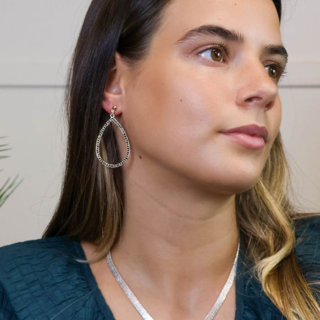 POM Golden And Black Crystal Large Teardrop Earrings - Old Railway Line Garden Centre