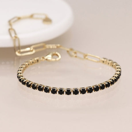POM Golden And Black Crystal Simple Bracelet - Old Railway Line Garden Centre