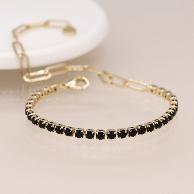 POM Golden And Black Crystal Simple Bracelet - Old Railway Line Garden Centre