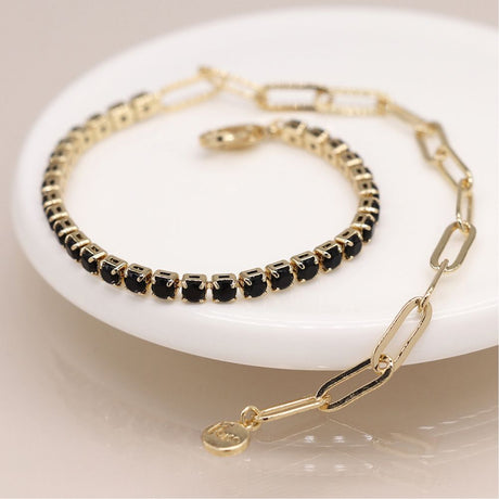 POM Golden And Black Crystal Simple Bracelet - Old Railway Line Garden Centre