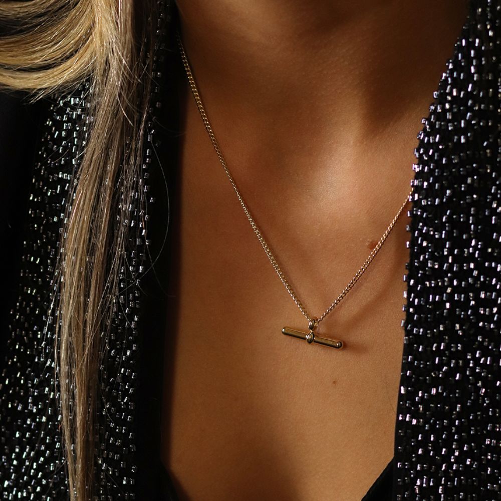 POM Golden Chunky Chain And T - Bars Necklace - Old Railway Line Garden Centre