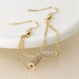POM Golden Crystal Cylinder And Chain Earrings - Old Railway Line Garden Centre