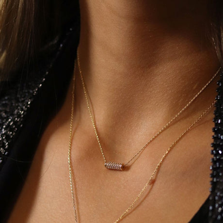 POM Golden Crystal Cylinder Necklace - Old Railway Line Garden Centre