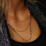 POM Golden Multicoloured Crystals And Chains Necklace - Old Railway Line Garden Centre
