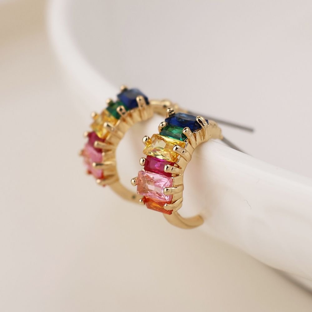 POM Golden Rainbow Crystal C - Hoop Earrings - Old Railway Line Garden Centre