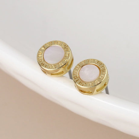 POM Golden Roman Numeral Clock Stud Earrings - Old Railway Line Garden Centre