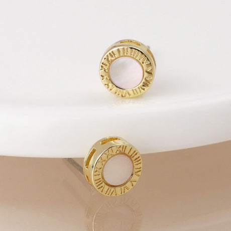 POM Golden Roman Numeral Clock Stud Earrings - Old Railway Line Garden Centre