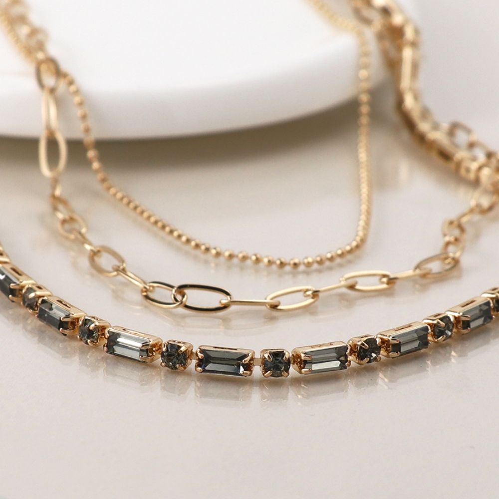 POM Golden Smoky Crystals And Chains Necklace - Old Railway Line Garden Centre