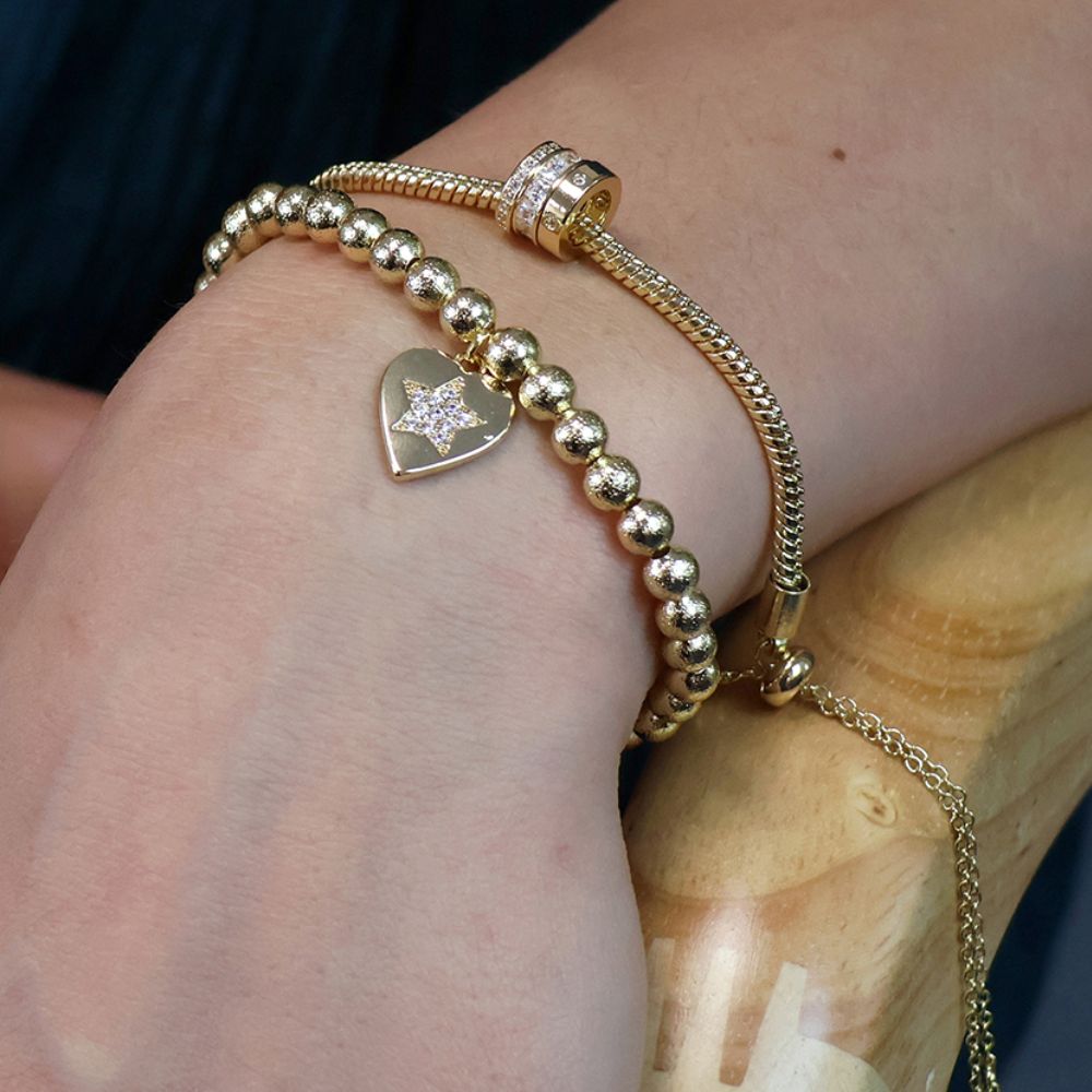 POM Golden Triple Mini Crystal Rings Bracelet - Old Railway Line Garden Centre