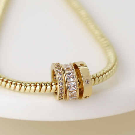 POM Golden Triple Mini Crystal Rings Bracelet - Old Railway Line Garden Centre