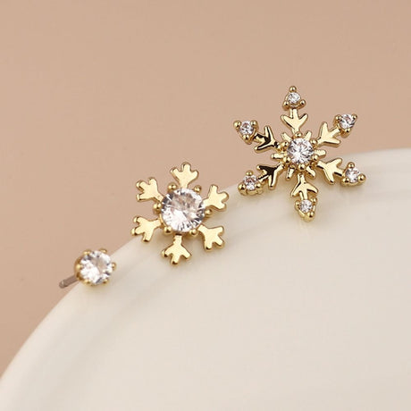POM Golden Triple Snowflake Earring Set - Old Railway Line Garden Centre