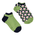 POM Green & Navy Mix Retro Flower Trainer Socks (2 Pack) - Old Railway Line Garden Centre