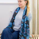 POM Hannah teal and pink mix multi print scarf
