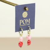 POM Heart Stainless Steel Gold Plated Hoop and Double Pink Heart Earrings