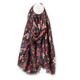 POM Heather Charcoal and Coral Mix Folksy Botanical Print Scarf