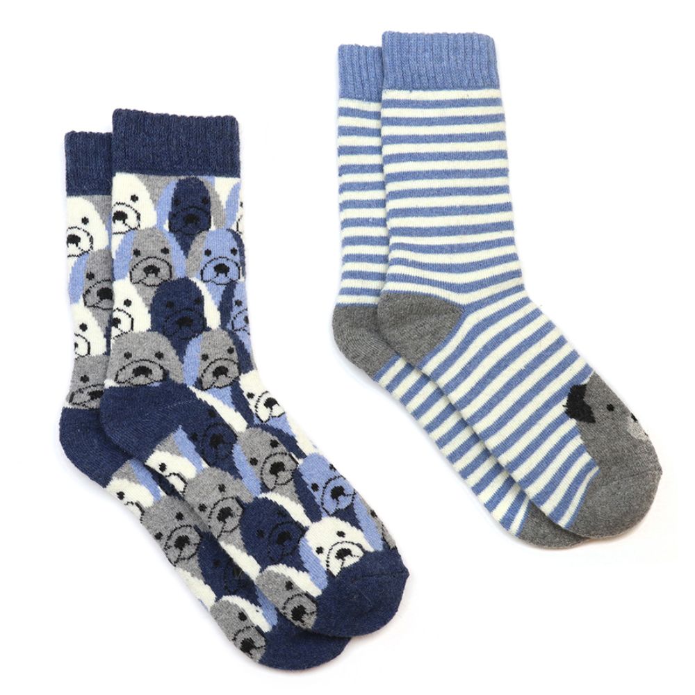 POM Kit Blue Stripe Dog Socks Duo