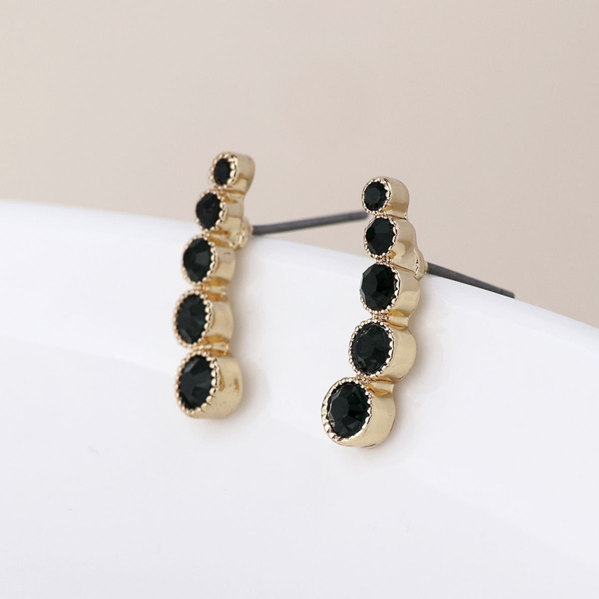 POM Maggie Faux Gold Plated Dark Toned Crystal Ear Climbers