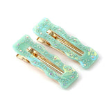 POM Mint Irridescent Diamante Studded Hair Slides 2 pk