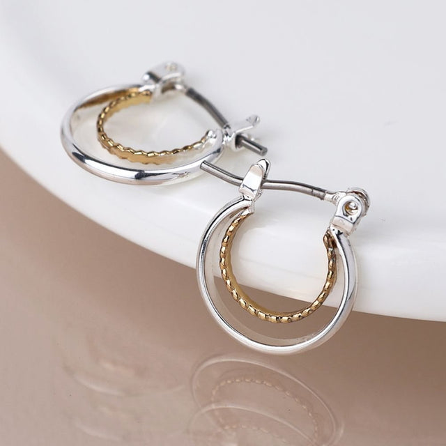 POM Mixed finish double hoop earrings - Old Railway Line Garden Centre