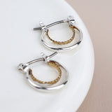 POM Mixed finish double hoop earrings - Old Railway Line Garden Centre