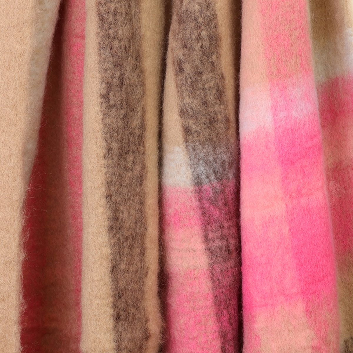 POM Molly Taupe and Pink Mix Cosy Check Scarf