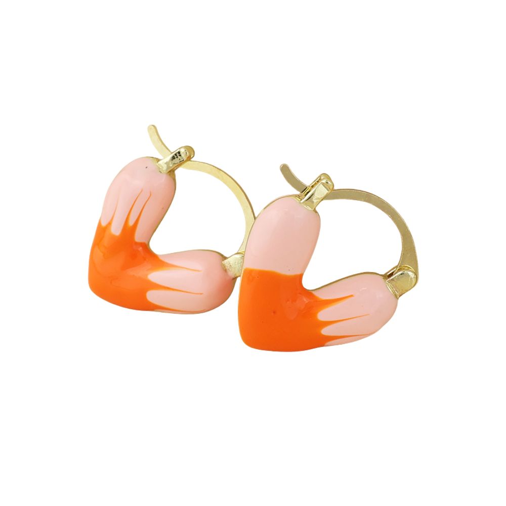 POM Muse Stainless Steel Gold Plated Orange Mix Heart Hoop Earrings