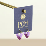 POM Muse Stainless Steel Gold Plated Purple Mix Heart Hoop Earrings