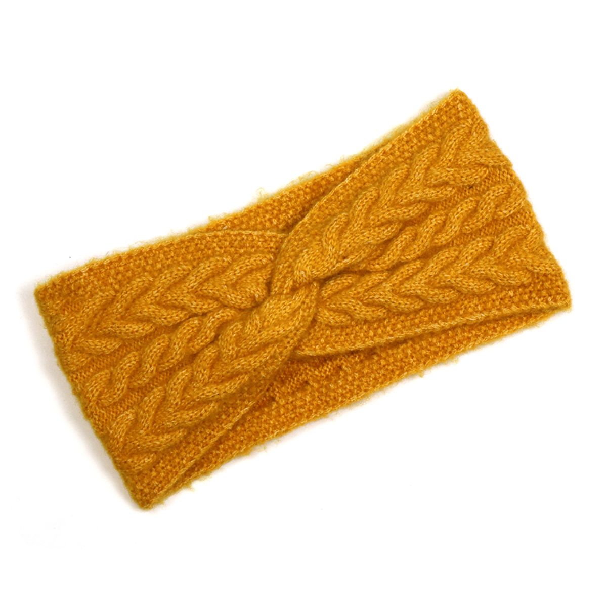 POM Mustard Recycled Herringbone Knot Twist Headband