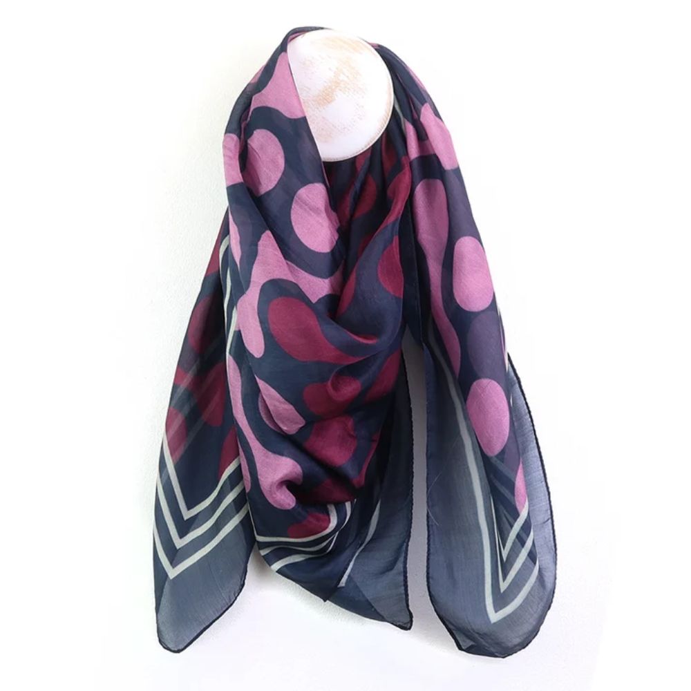 POM Navy & Mauve Mix Silk Square Scarf