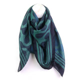 POM Navy and Teal Mix 100% Silk Square Scarf