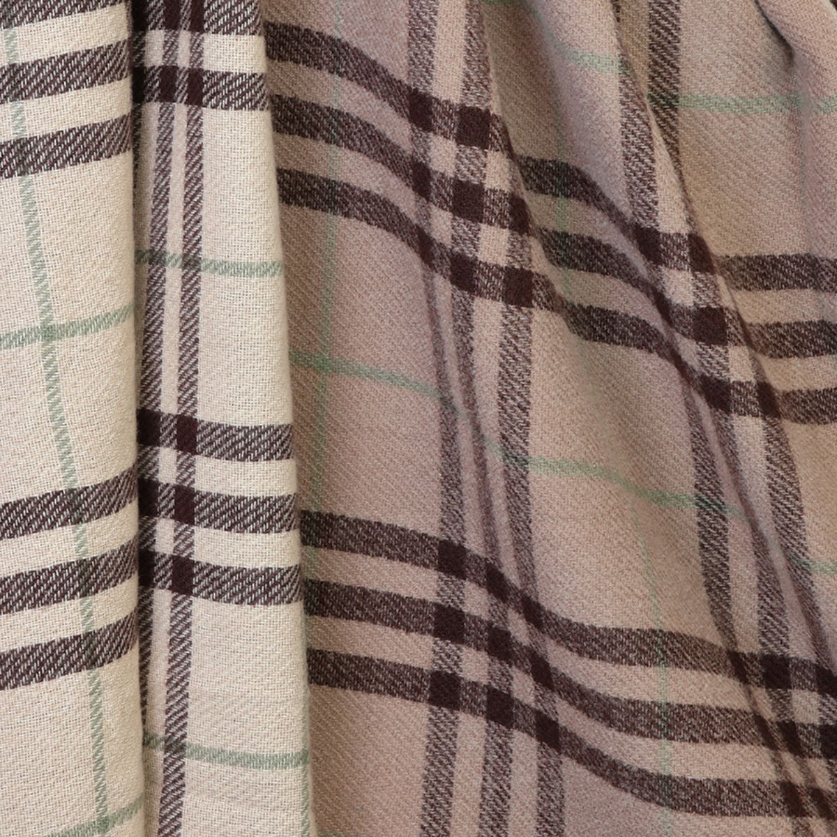 POM Nellie Taupe, Cream and Brown Classic Check Scarf