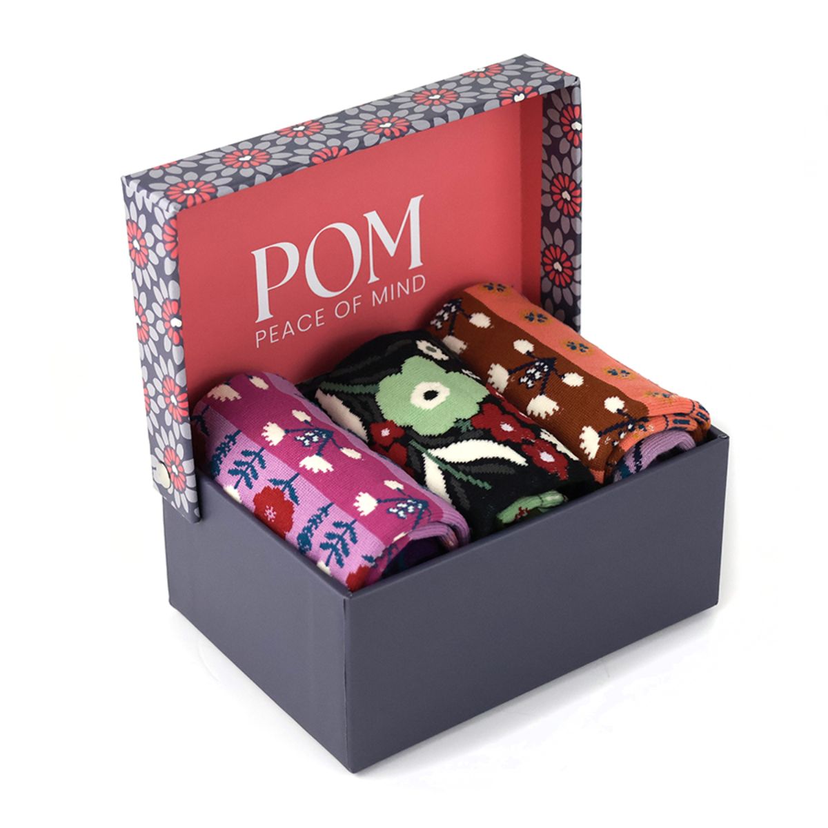 POM Organic Cotton Blend Socks Set of Three Multicoloured