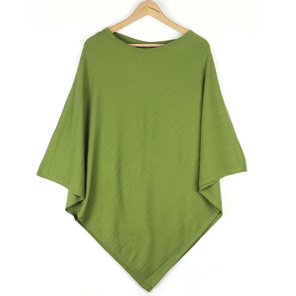 Pom Pea Green Recycled Blend Poncho